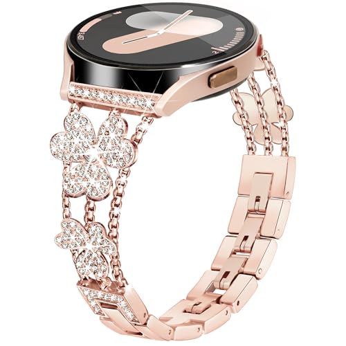 Vamyzji Kompatibel Mit Samsung Galaxy Watch 7/6/5/4/FE Armband 40mm 44mm, Metallband für Galaxy Watch 5 Pro, 6 Classic 43mm/47mm, 4 Classic 42mm 46mm, Damen (Rosegold) von Vamyzji