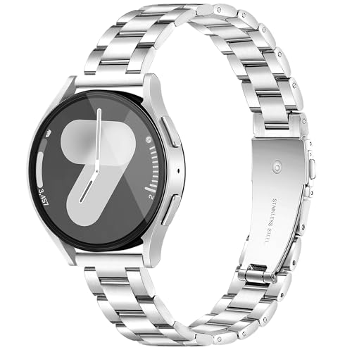 Vamyzji Kompatibel Mit Samsung Galaxy Watch FE/7/6/5/4/3 Armband, Metallband für Watch 6 Classic 47mm 43mm, 5 Pro, 4 Classic 42mm 46mm, 40mm 44mm 41mm - Silber Vamyzji Kompatibel Mit Samsung Galaxy Watch FE/7/6/5/4/3 Armband, Metallband für Watch 6 Classic 47mm 43mm, 5 Pro, 4 Classic 42mm 46mm, 40mm 44mm 41mm - Silber von Vamyzji