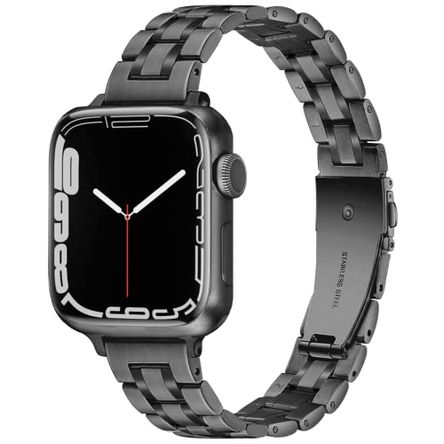 Vamyzji Metallband Kompatibel mit Apple Watch Armband 46mm 49mm 45mm 44mm 42mm(Series 3 2 1), Slim Premium Edelstahl Metall Ersatzband für Apple Watch Series 10 9 8 7 6 5 4 3 2 1 SE, Ultra 2 1 von Vamyzji