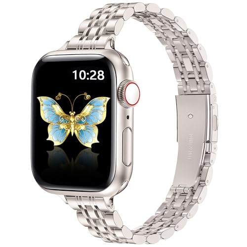 Vamyzji Metall für Apple Watch 49mm 46mm 45mm 44mm 42mm(Series 3/2/1), Damen Edelstahl Metall kette armband apple watch, für Apple Watch Armband Ultra/Ultra 2, Serie 10 9 8 7 6 SE 5 4 3 2 1 Vamyzji Metall für Apple Watch 49mm 46mm 45mm 44mm 42mm(Series 3/2/1), Damen Edelstahl Metall kette armband apple watch, für Apple Watch Armband Ultra/Ultra 2, Serie 10 9 8 7 6 SE 5 4 3 2 1 von Vamyzji