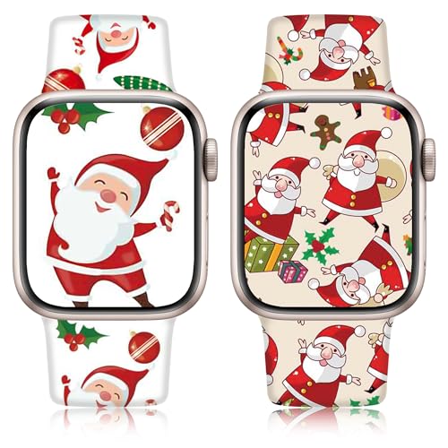 Vamyzji Weihnachts Armband Kompatibel mit Apple Watch Armband 41mm 40mm 38mm, Weihnachten Weiches Silikon für Apple Watch Serie 9 8 7 6 5 4 3 2 1 SE,Weihnachtsgeschenke für Damen Mädchen Boys,2 Stück von Vamyzji