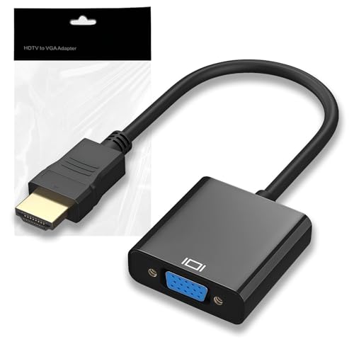 HDMI-auf-VGA-Adapter, 1080P, 60 Hz, HDMI-Buchse auf VGA-Stecker, für Computer, Desktop, Laptop, PC, Monitor, Projektor, HDTV und andere HDMI-Geräte (schwarz) von Vancle