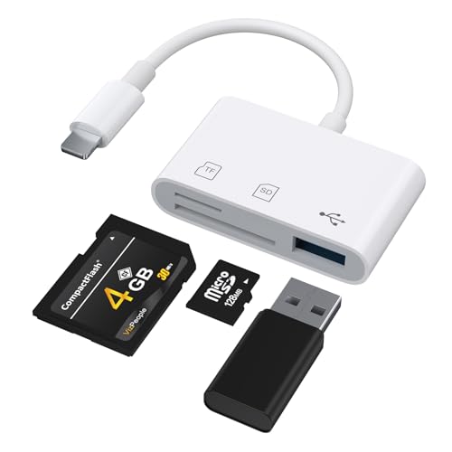 SD-Kartenleser für iPhone iPad, 3-in-1 Lightning auf Micro SD/SD-Kartenadapter, Speicherkartenleser-Adapter, Kamerakartenbetrachter mit SD- und TF-Kartensteckplätzen, Plug and Play von Vancle