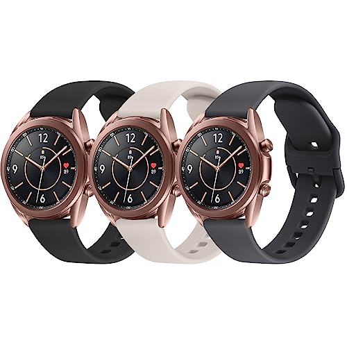 Vancle 3Pack für Samsung Galaxy Watch 3 41mm Armband Damen Herren,Silikon Sport Ersatzarmbänder Uhrenarmband für Samsung Galaxy Watch 3 Armband 41mm(Schwarz/Starlight/Dunkelgrau) von Vancle