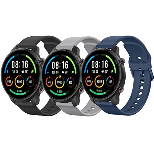 Vancle 3Pack für Xiaomi Mi Watch Armband/Xiaomi Watch S1 Armband/Xiaomi Watch S1 Active Armband,22mm Silikon Ersatzarmband Uhrenarmband für Xiaomi Mi Watch Color Sport(Schwarz/Navy blau/Grau) von Vancle