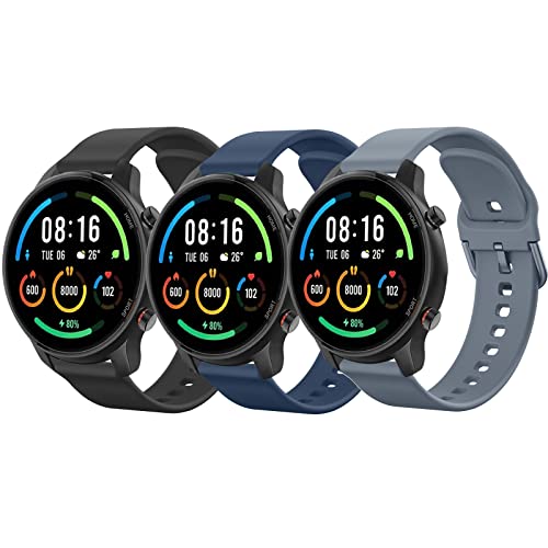 Vancle 3Pack für Xiaomi Mi Watch Armband/Xiaomi Watch S1 Armband/Xiaomi Watch S1 Active Armband,22mm Silikon Ersatzarmband Uhrenarmband für Xiaomi Mi Watch Color Sport (Schwarz/Navy blau/Blaugrau) von Vancle
