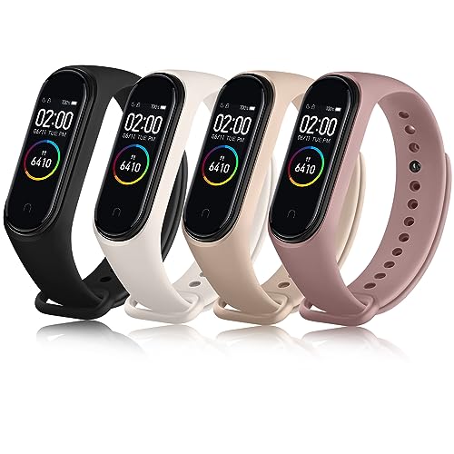 Vancle 4PACK Armbands für Xiaomi Mi Band 4 Armband Xiaomi Mi Band 3 Armband für Damen Herren,Silikon Sport Ersatzarmband Uhrenarmband für Mi Band 4/Mi Band 3(Schwarz/Rosa/Starlight/Violett) von Vancle