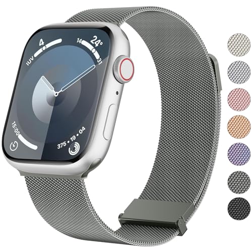 Vancle Armband für Apple Watch 40mm 41mm 38mm 42mmm 44mm 45mm 49mm für Damen Herren, Edelstahl Metall Ersatzarmband mit Verbesserter Magnet für iWatch Series 9 8 7 SE 6 5 4 3 2 1 Ultra, Graphit von Vancle