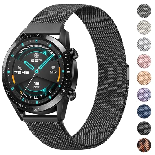 Vancle Armband für Huawei Watch GT 4 46mm Armband/Huawei Watch GT 3 Pro 46mm / GT 2 46mm / GT 3 /GT2 Pro/GT 2e/GT Runner Damen Herren, 22mm Metall Armbänder Edelstahl Mesh Magnet Ersatz Uhrenarmband von Vancle