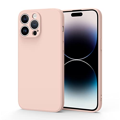 Vancle Schutzhülle für iPhone 14 Pro Max, Schutzhülle aus Silikon mit weichem Mikrofaserfutter, spezielles Design mit geradem Rand (Rosa) von Vancle