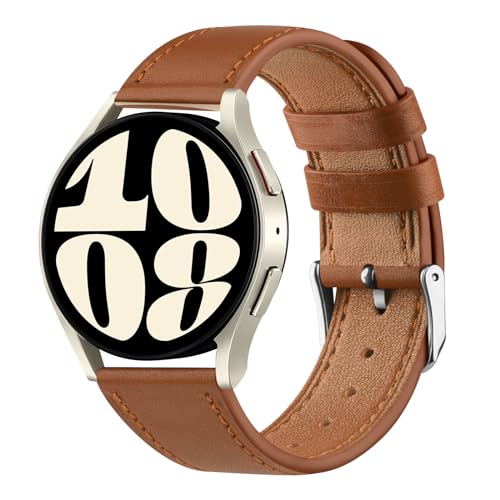 Vancle für Samsung Galaxy Watch 6 Armband 40mm 44mm Leder Damen Herren,Weiches Atmungsaktives 20mm Leder Sport Armband Ersatzarmbänder für Samsung Galaxy Watch 6 Classic 43mm 47mm(braun) von Vancle