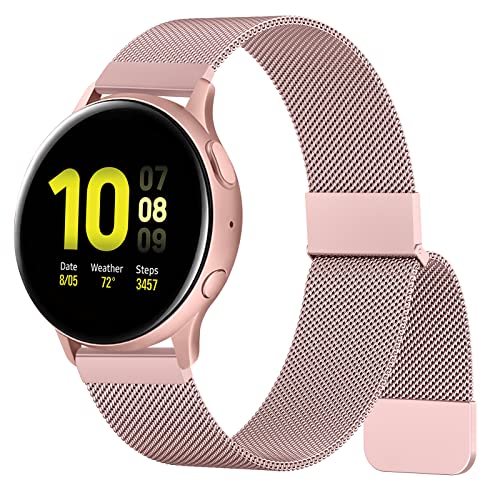 Vancle für Samsung Galaxy Watch Active 2 40mm 44mm Armband/Watch 3 41mm Armband/Watch 5/4 40mm 44mm Armband,Metall 20mm Ersatzarmband Uhrenarmband für Galaxy Watch 5 Pro 45mm(Rosa) von Vancle