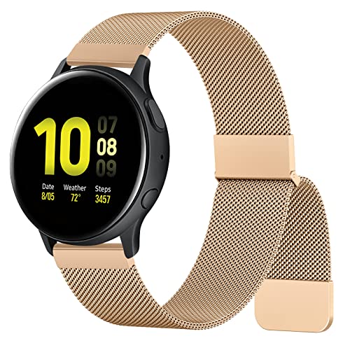 Vancle für Samsung Galaxy Watch Active 2 40mm 44mm Armband/Watch 3 41mm Armband/Watch 5/4 40mm 44mm Armband,Metall 20mm Ersatzarmband Uhrenarmband für Galaxy Watch 5 Pro 45mm(Roségold) von Vancle