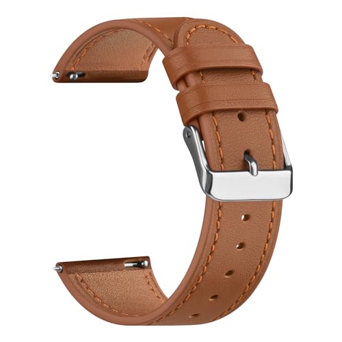 Vancle für Uhrenarmband 20mm Leder Armband Damen Herren,Weiches Atmungsaktives Leder Sport mit Schnellverschluss Geeignet Ersatzarmband für 20mm Armband(braun) von Vancle