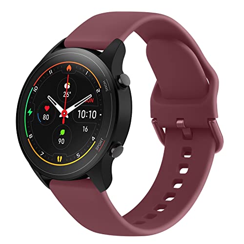 Vancle für Xiaomi Mi Watch Armband,22mm Silikon Ersatzarmband Uhrenarmband für Xiaomi Watch S1 Armband/Xiaomi Watch S1 Active Armband/Xiaomi Mi Watch Color Sport Armband(Rotwein) von Vancle