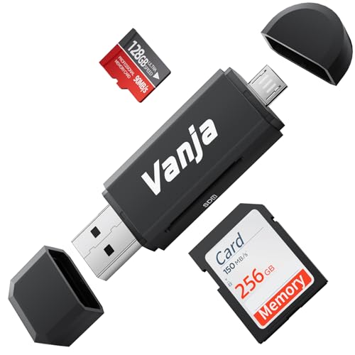 Vanja SD/Micro SD Kartenleser, Micro USB und USB 2.0 kartenlesegerät OTG Adapter für SDXC, SDHC, SD, MMC, RS-MMC, Micro SDXC, Micro SD, Micro SDHC Karte und UHS-I Karten von Vanja