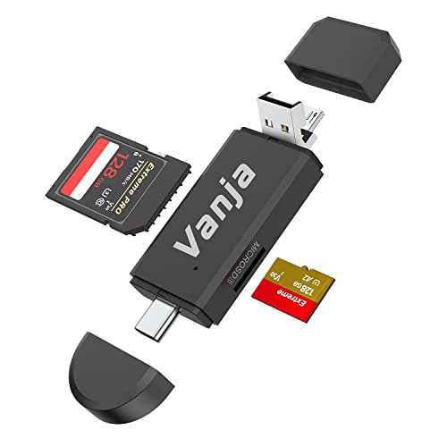 Vanja SD/Micro SD Kartenleser, USB 2.0/Micro USB und USB Type C OTG Adapter für SDXC, SDHC, SD, MMC, RS-MMC, Micro SDXC, Micro SD, Micro SDHC und UHS-I Karten von Vanja