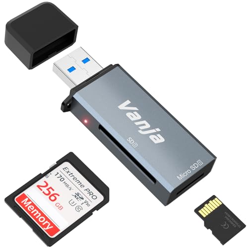 Vanja SD Kartenleser, USB 3.0 High-Speed Kartenlesegerät - Unterstützt SD, Micro SD, SDHC, SDXC, MMC, RS-MMC, UHS-I - Kompatibel mit Windows, Mac OS, Linux und mehr für PC und Laptop von Vanja