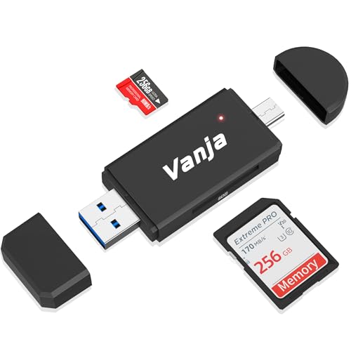 Vanja SD Kartenleser, USB 3.0/USB C SD Card Reader OTG SD Adapter für SD/Micro SD/SDHC/SDXC/MMC, Kompatibel mit iPhone 15 Series, MacBook Pro/Air, iPad Pro, Galaxy S23 usw von Vanja