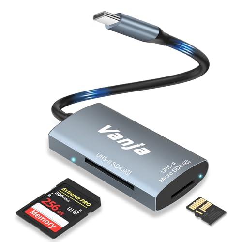 Vanja SD 4.0 Kartenleser, 312MB/s High-Speed UHS-II USB C Card Reader Micro SD Karten Adapter Aluminium kompatibel für MacBook Pro, iPad Pro, iPhone 16/15 Serie, Galaxy S24, Smartphone und mehr von Vanja