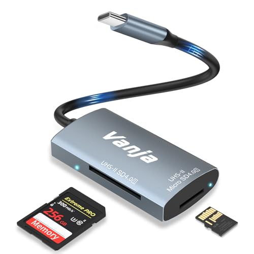 Vanja SD 4.0 Kartenleser, 312MB/s Highspeed SD 4.0 UHS-II SD Card Reader Micro SD Adapter Aluminium | kompatibel für iPhone 15 Serien, MacBook Pro/Air, iPad Pro/Air, Galaxy S21 und mehr von Vanja