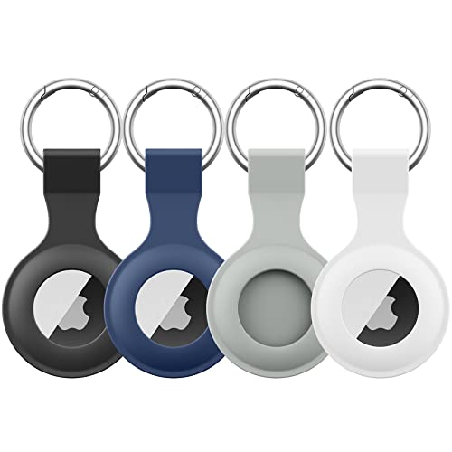 AirTag-Hülle für Apple AirTag, Anti-Verlust-AirTag-Halter, AirTag-Schlüsselanhänger mit Schlüsselanhänger, Kratzfeste Schutzhülle für Apple AirTags, Gehäuse-Zubehör (schwarz + weiß + grau + von Vanjua