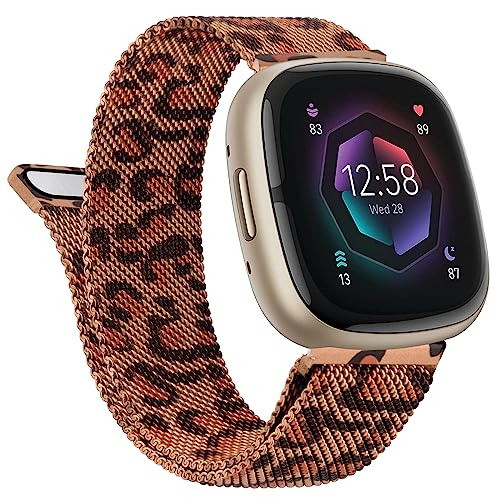 Vanjua Metallband für Fitbit Sense 2 / Sense Bänder, Fitbit Versa 4 / Versa 3 Bänder Damen Herren, Edelstahl Mesh Magnetisches Ersatzarmband Strap Kompatibel für Fitbit Sense 2 / Versa 4 Smartwatch von Vanjua