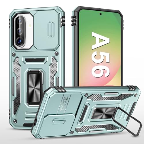 Handyhülle für Samsung Galaxy A56 Hülle mit Slide Camera, mit Kameraschutz Galaxy A56 Schutzhülle 360° Drehbarer Metall Ring Ständer Stoßfest für Samsung A56 5G (Alpinegrün) von Vanki
