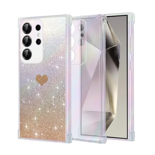 Handyhülle für Samsung Galaxy S24 Ultra Glitzer Silikon für Samsung S24U Case Transparent Sparkle Slim Soft Silikon TPU Hülle Kompatibilität Galaxy S24 Ultra Keine Vergilbung, Kratzfeste (Gold) von Vanki