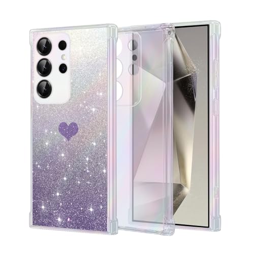 Handyhülle für Samsung Galaxy S24 Ultra Glitzer Silikon für Samsung S24U Case Transparent Sparkle Slim Soft Silikon TPU Hülle Kompatibilität Galaxy S24 Ultra Keine Vergilbung, Kratzfeste (Lila) von Vanki