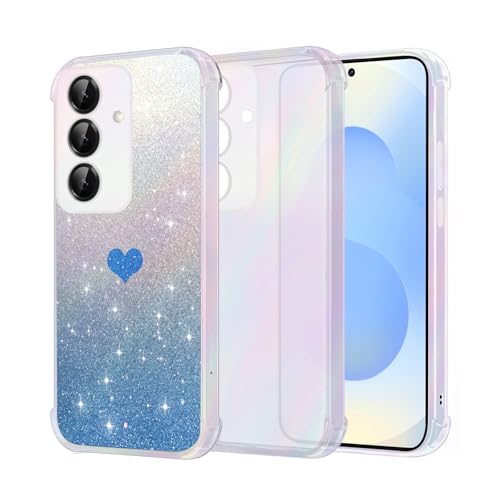 Handyhülle für Samsung Galaxy S25 Glitzer Silikon für Samsung S25 Case Transparent Sparkle Slim Soft Silikon TPU Hülle Kompatibilität Galaxy S25 Keine Vergilbung, Kratzfeste (Blau) von Vanki