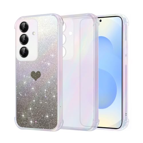 Handyhülle für Samsung Galaxy S25 Glitzer Silikon für Samsung S25 Case Transparent Sparkle Slim Soft Silikon TPU Hülle Kompatibilität Galaxy S25 Keine Vergilbung, Kratzfeste (Schwarz) von Vanki