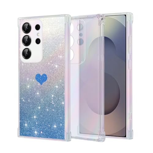 Handyhülle für Samsung Galaxy S25 Ultra Glitzer Silikon für Samsung S25U Case Transparent Sparkle Slim Soft Silikon TPU Hülle Kompatibilität Galaxy S25 Ultra Keine Vergilbung, Kratzfeste (Blau) von Vanki