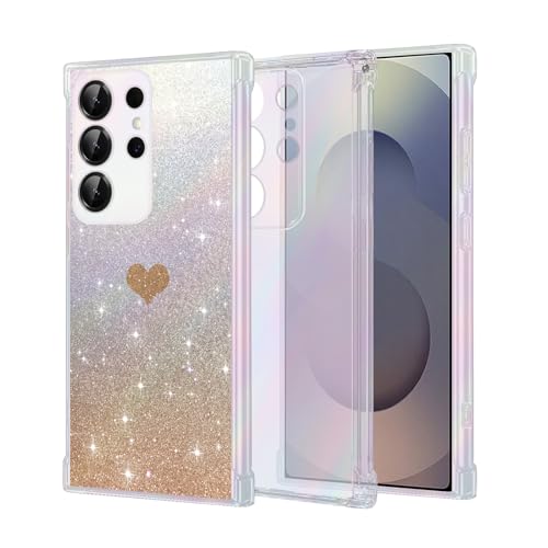 Handyhülle für Samsung Galaxy S25 Ultra Glitzer Silikon für Samsung S25U Case Transparent Sparkle Slim Soft Silikon TPU Hülle Kompatibilität Galaxy S25 Ultra Keine Vergilbung, Kratzfeste (Gold) von Vanki