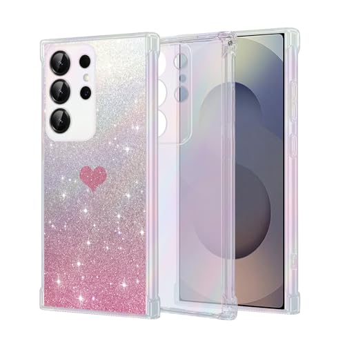 Handyhülle für Samsung Galaxy S25 Ultra Glitzer Silikon für Samsung S25U Case Transparent Sparkle Slim Soft Silikon TPU Hülle Kompatibilität Galaxy S25 Ultra Keine Vergilbung, Kratzfeste (pink) von Vanki