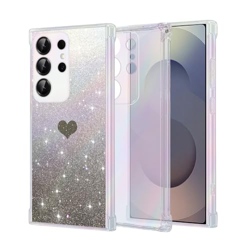 Handyhülle für Samsung Galaxy S25 Ultra Glitzer Silikon für Samsung S25U Case Transparent Sparkle Slim Soft Silikon TPU Hülle Kompatibilität Galaxy S25 Ultra Keine Vergilbung, Kratzfeste (Schwarz) von Vanki