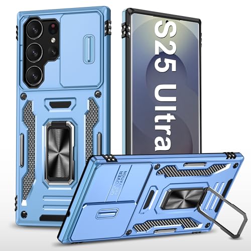 Handyhülle für Samsung Galaxy S25 Ultra Hülle mit Slide Camera mit Kameraschutz Galaxy S25 Ultra Schutzhülle 360° Drehbarer Metall Ring Ständer Stoßfest für Samsung S25 Ultra 5G (Marineblau) von Vanki