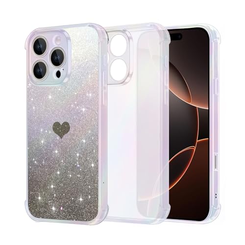 Handyhülle für iPhone16 ProMax Glitzer Silikon für iPhone16pm 5G Case Transparent Sparkle Slim Soft Silikon Dünn Weich TPU Hülle Kompatibilität iPhone 16Pro Max Keine Vergilbung, Kratzfeste (Schwarz) von Vanki