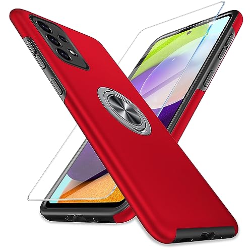 Vanki A52/A52s Hülle mit Schutzfolie Outdoor Handyhülle 2023 Upgraded Schutzhülle für Samsung Galaxy A52/A52s 5G Hülle Robust Case [Magnetisch Ring] Bumper Cover (Rot) von Vanki