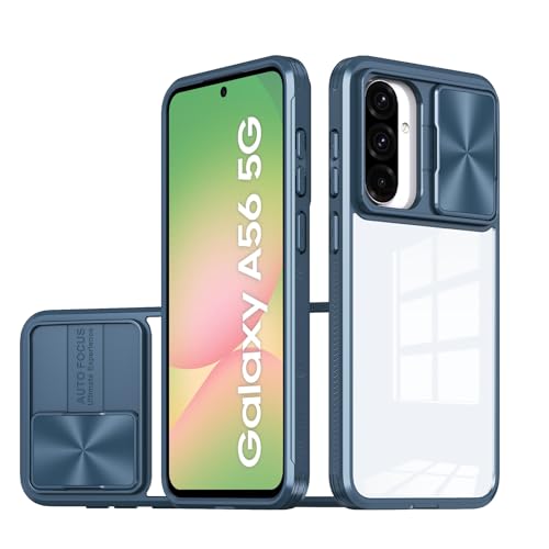 Vanki Handyhülle für Samsung A56, Kameraschutz Schutzhülle Hülle für Samsung A56,Dünn Transparent Clear Hard Stoßfest Bumper Full Case für Samsung A56 5G (Blau) von Vanki