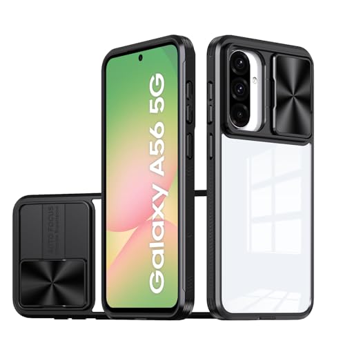Vanki Handyhülle für Samsung A56, Kameraschutz Schutzhülle Hülle für Samsung A56,Dünn Transparent Clear Hard Stoßfest Bumper Full Case für Samsung A56 5G (Schwarz) von Vanki