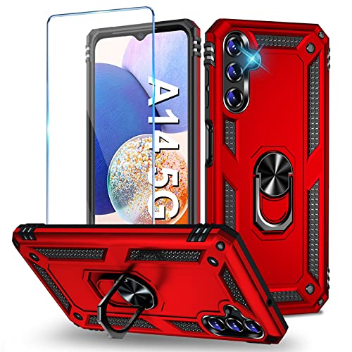 Vanki Handyhülle für Samsung-Galaxy A14 5G Hülle mit Schutzfolie, [2023 Upgraded] Outdoor Stoßfest Schutzhülle, für Samsung A14 5G Hülle Case [Magnetisch] [Ring Halterung] Bumper Hüllen (A) von Vanki