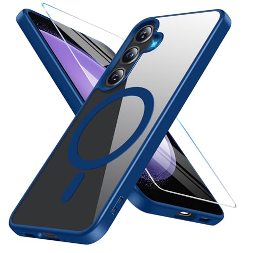 Vanki für Samsung Galaxy S23 FE Magnetische Hülle Mit Schutzfolie [Mit Magsafe] Dünn Transparent Stoßfest Schutzhülle Case für S23 FE 5G (Blau) von Vanki