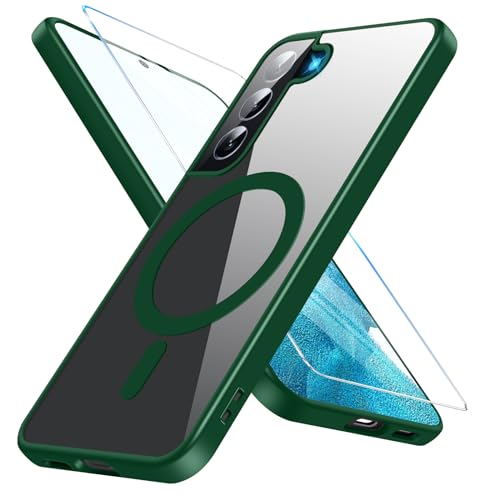für Samsung Galaxy S22 Hülle Magnetisch mit S22 Schutzfolie [Mit Magsafe] Handyhülle Samsung S22 Hülle Dünn Transparent Stoßfest Schutzhülle Case für Samsung S22 5G Hülle (Grün) von Vanki