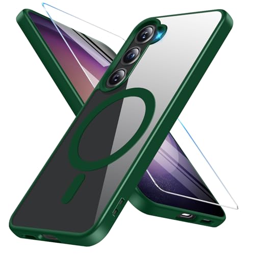 für Samsung Galaxy S23 Hülle Magnetisch mit S23 Schutzfolie [Mit Magsafe] Handyhülle Samsung S23 Hülle Dünn Transparent Stoßfest Schutzhülle Case für Samsung S23 5G Hülle (Grün) von Vanki