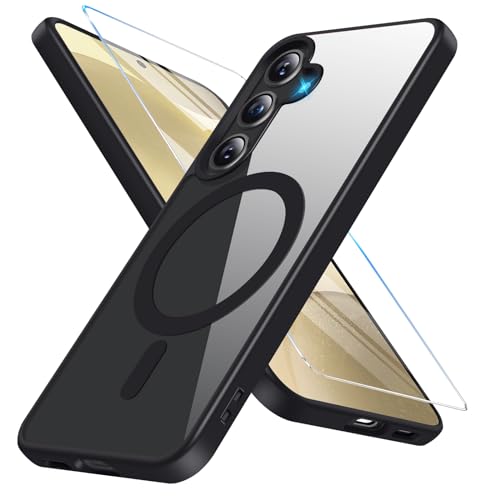 für Samsung Galaxy S24 Hülle Magnetisch mit S24 Schutzfolie [Mit Magsafe] Handyhülle Samsung S24 Hülle Dünn Transparent Stoßfest Schutzhülle Case für Samsung S24 5G Hülle (Black) von Vanki