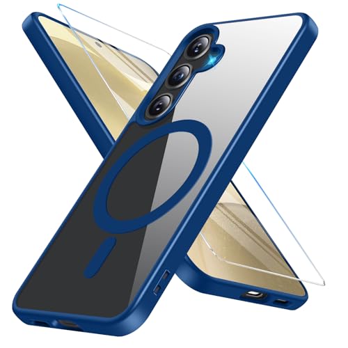 für Samsung Galaxy S24 Hülle Magnetisch mit S24 Schutzfolie [Mit Magsafe] Handyhülle Samsung S24 Hülle Dünn Transparent Stoßfest Schutzhülle Case für Samsung S24 5G Hülle (Blue) von Vanki