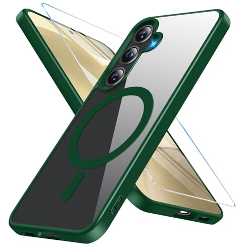 für Samsung Galaxy S24 Hülle Magnetisch mit S24 Schutzfolie [Mit Magsafe] Handyhülle Samsung S24 Hülle Dünn Transparent Stoßfest Schutzhülle Case für Samsung S24 5G Hülle (Green) von Vanki