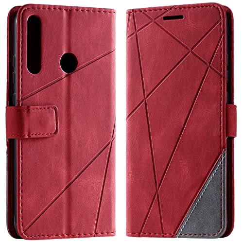 Vankii Kompatibel mit Huawei P40 Lite E/Honor 9C/Y7P 2020 Hülle, Flip Wallet Handyhülle PU Leder Brieftasche Tasche Case Schutzhülle [Kartenschlitzen] [Magnetverschluss] [Standfunktion] (Rot) von Vankii