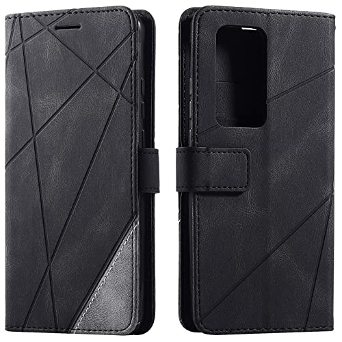 Vankii Kompatibel mit Huawei P40 Pro Hülle, Flip Wallet Handyhülle PU Leder Brieftasche Tasche Case Stoßfeste Schutzhülle [Kartenschlitzen] [Magnetverschluss] [Standfunktion] (Schwarz) von Vankii